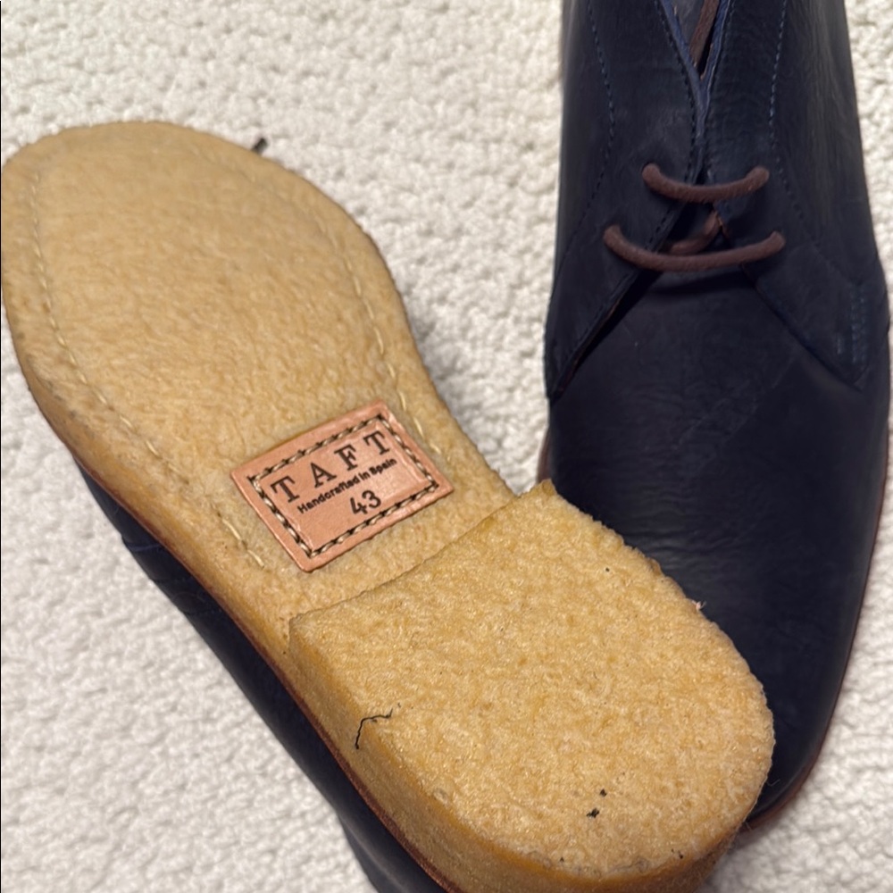 Taft Navy Chukka Boots with Brown Sole - Picture 3 of 3